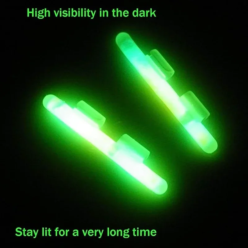 Fishing Glow Sticks for Pole Green Fluorescent Tubes Luminous Wand Light Stick Clip on Fishing Rod Tip Tackle S M L XL