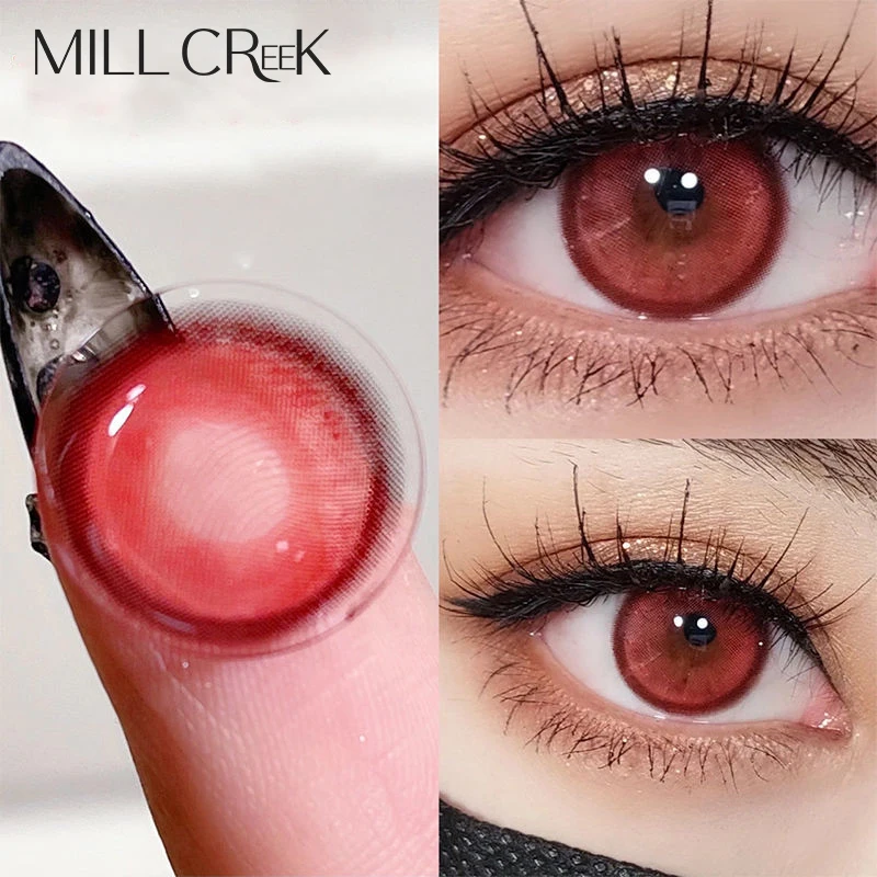 2PCS Halloween Contact Lenses Red Color Cosplay Contact Lens for Eyes Anime Beauty Colored Contacts with degree 1 yearly use