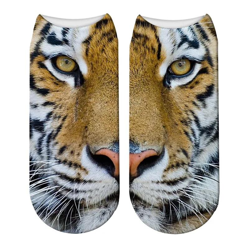 women's socks Novelty 3D Printing Trend Hip-Hop Street Tiger Low Socks Funny Cotton Socks Comfortable Christmas Socks For Unisex winter socks for women