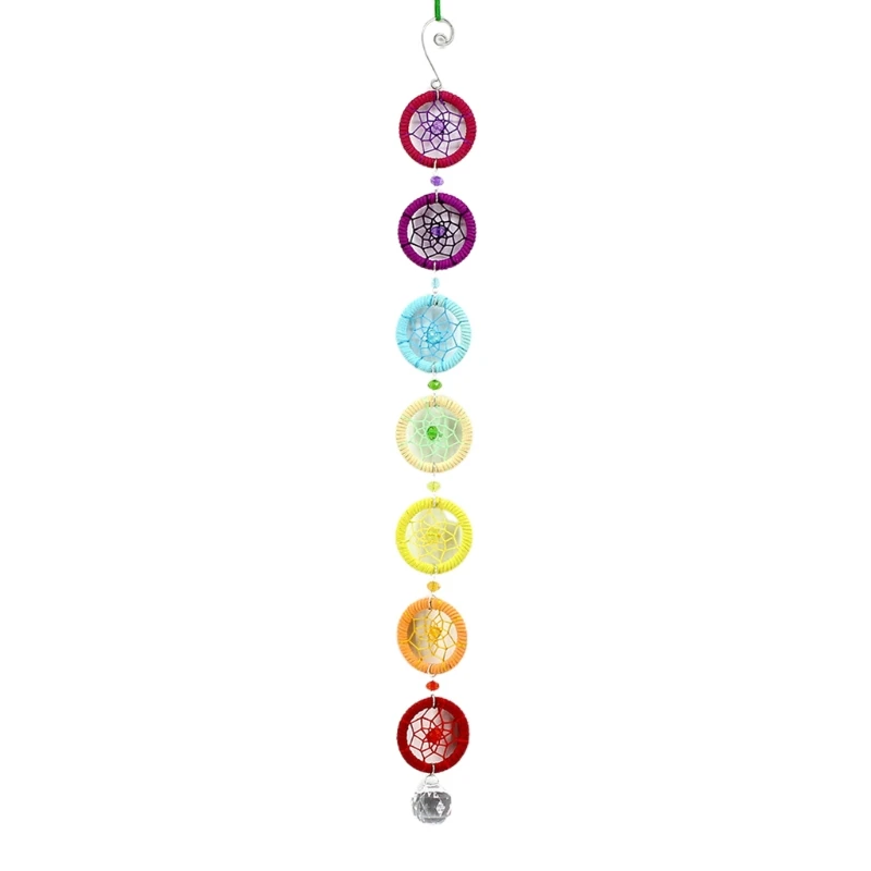 Chakra Dream Catcher with 40mm Crystal Chandelier Ball Prisms Suncatcher Handmade Rainbow Fengshui Wall Car Pendant Ornament 5