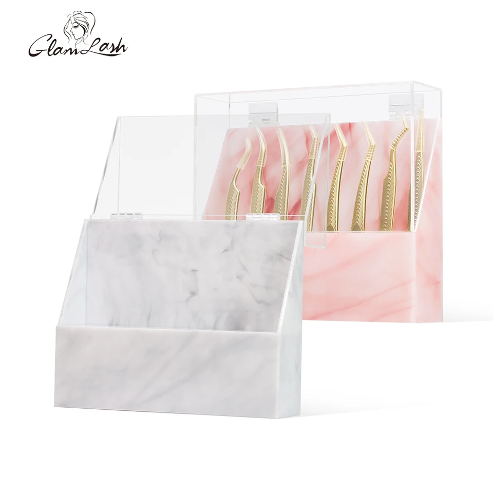 GALUBUBU 1Set Acrylic Eyelash Tweezers Display Stand For Storage And Organization Clear Rectangular