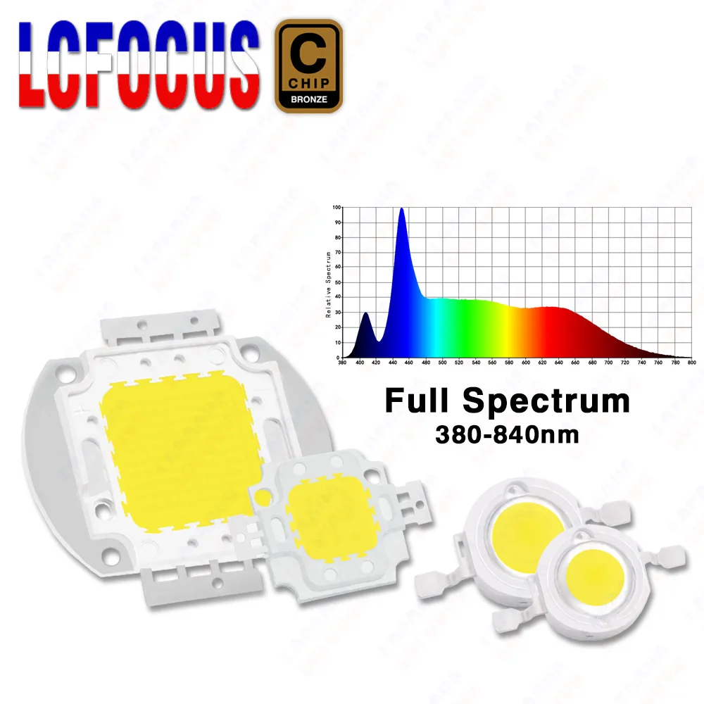 1W 3W 5W 10W 20W 30W 50W 100W Grow Led Light Chip Cob Cri Ra 90 Spettro Completo 380-840Nm Per Piante Da Interno Acquario Light Grow Light