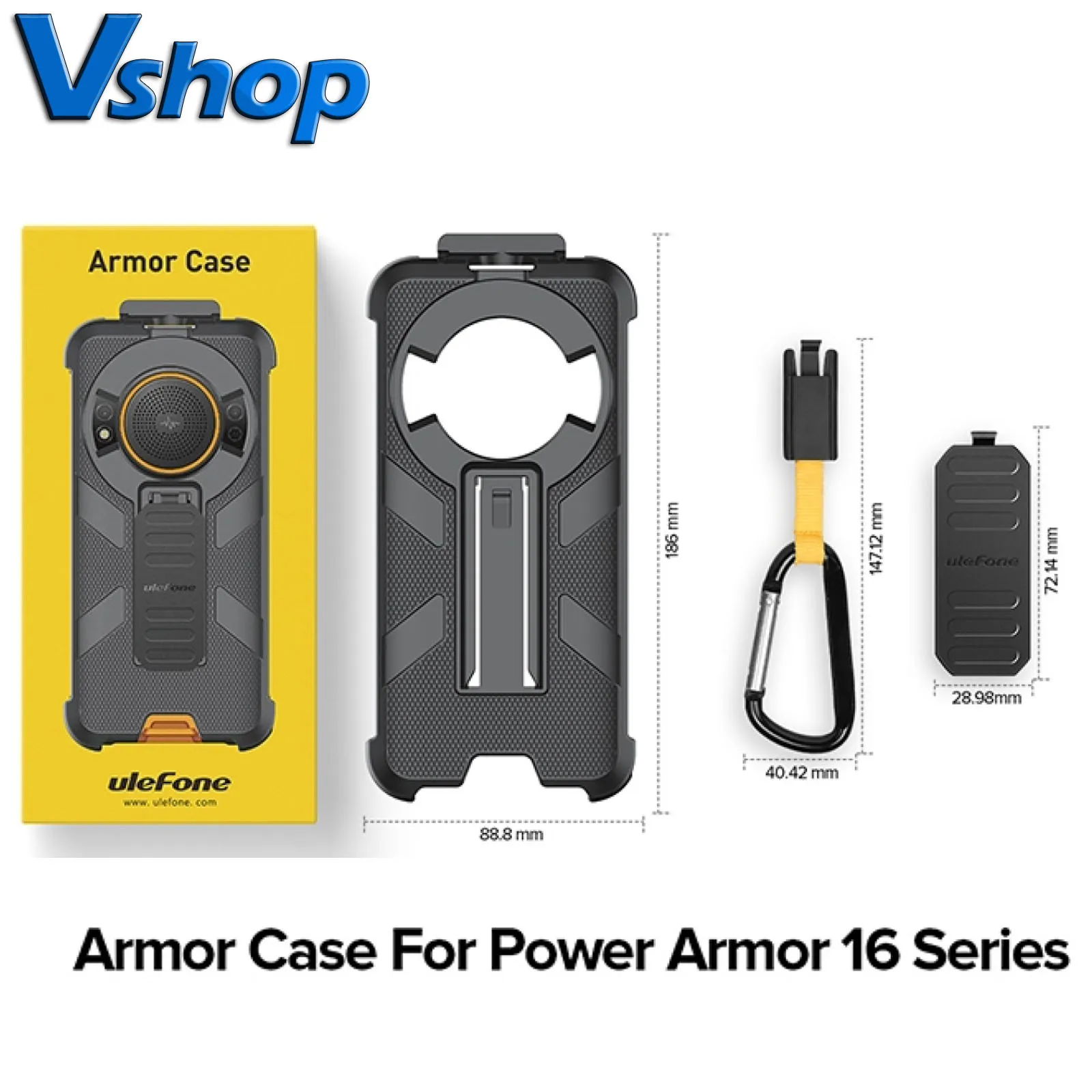 Orignal Ulefone Power Armor 16 Pro/16S Protective Case Ulefone Phone  Multifunctional Back Clip TPU PC Cover Case with Carabiner
