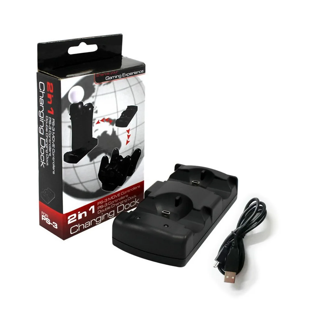 2 In 1 For PS3 Controller Charging Dock For PS3 Charging Station USB Charger Stand