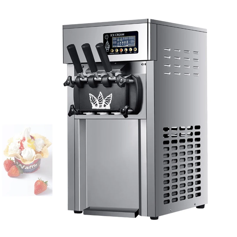 

Soft Serve Ice Cream Machine 3 Flavors Mini Soft Table Top Small Ice Cream Maker Commercial