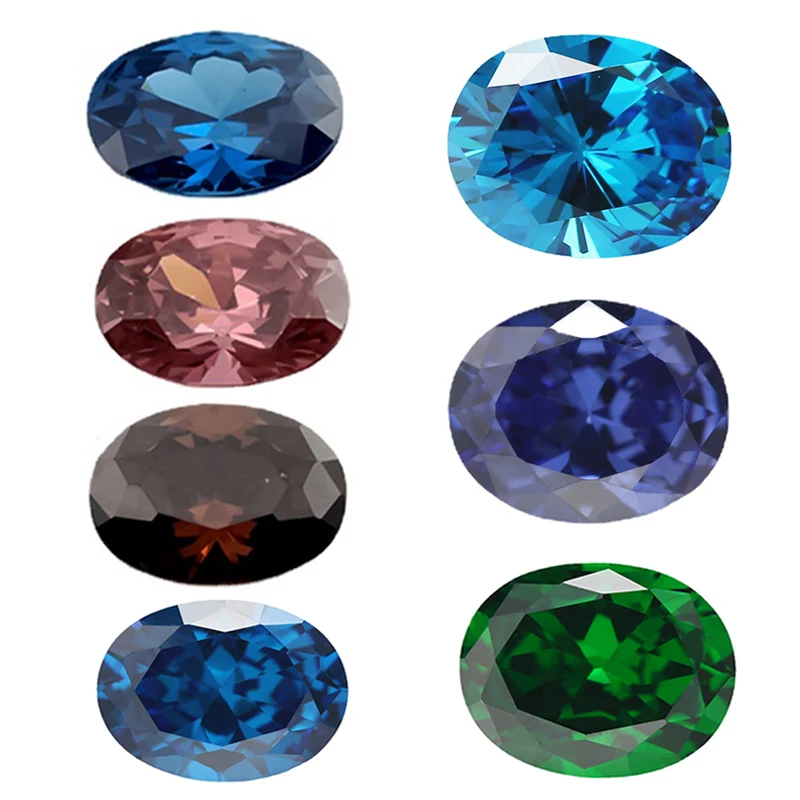Größe 2x3mm-10x14mm AAAAA Ovaler CZ-Stein in Meerblau, Grün, Kaffeebraun, Rhodolit, Tansanit-Farbe, Synthetischer Kubischer Zirkonia, Loser Zirkon