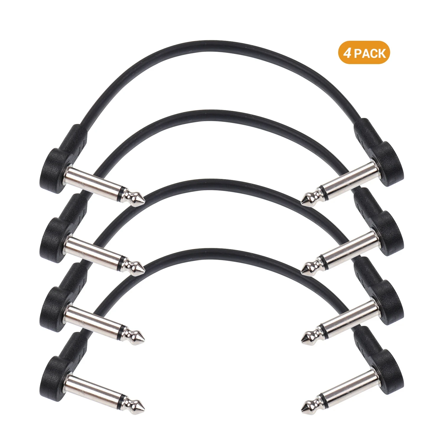 4 Packs Ggiant AC-8 Guitar Effect Pedal Flat Patch Cables 6 Inch Length 1/4 Inch Right Angle Connectors Patch Cable Kit