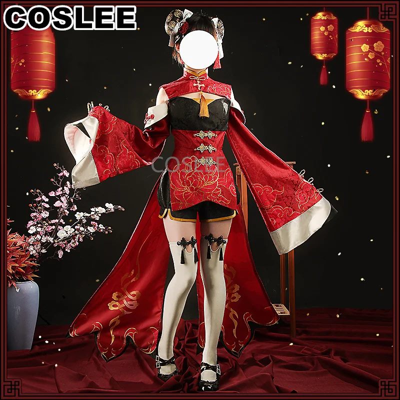 

COSLEE Vtuber Nijisanji Tsukino Mito Cosplay Costume Chinoiserie New Clothes Red Lovely Dress Halloween Party Outfit Women 2023