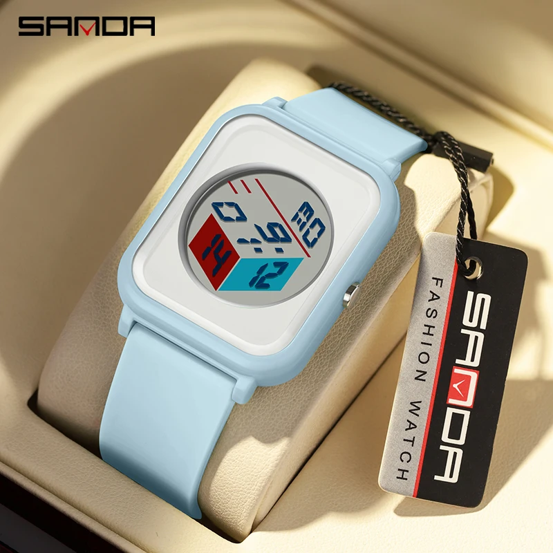 Sanda Creative 3D dial watch male and female student electronic watch outdoor waterproof multifunctional alarm clock electroni