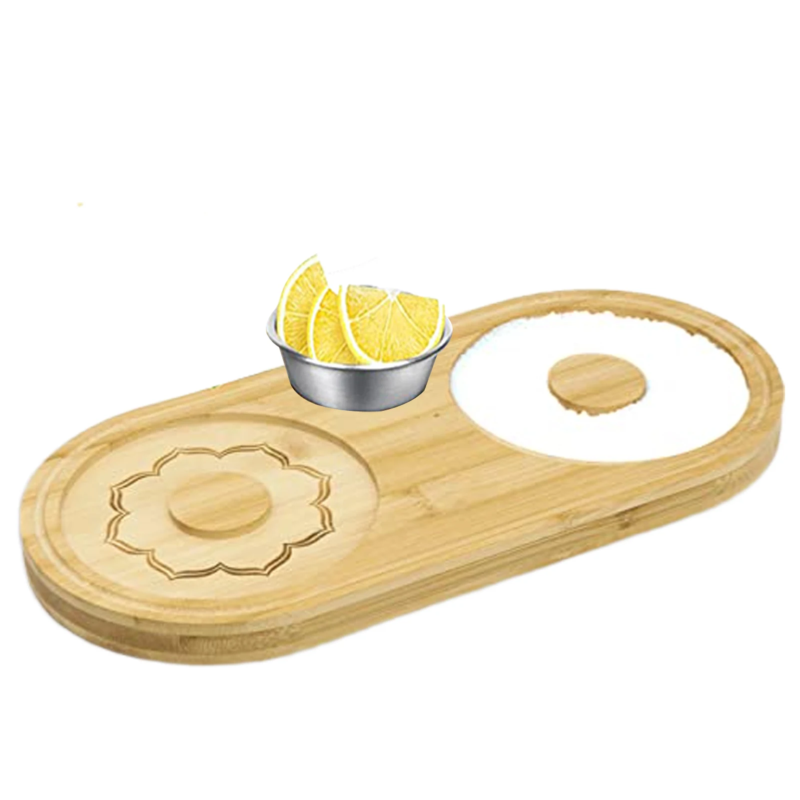 Reusable Salt Rimmer Margarita For Cocktails Multipurpose Wide Glasses Wood With Bowl Waterproof Dual Holder Sugar Container