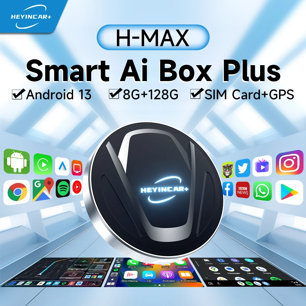 

HEYINCAR Android 13 Tv Box Support Netflix For YouTube Wireless Android Auto CarPlay Adapter Ultra 8+128GB 4G LTE GPS Play Store