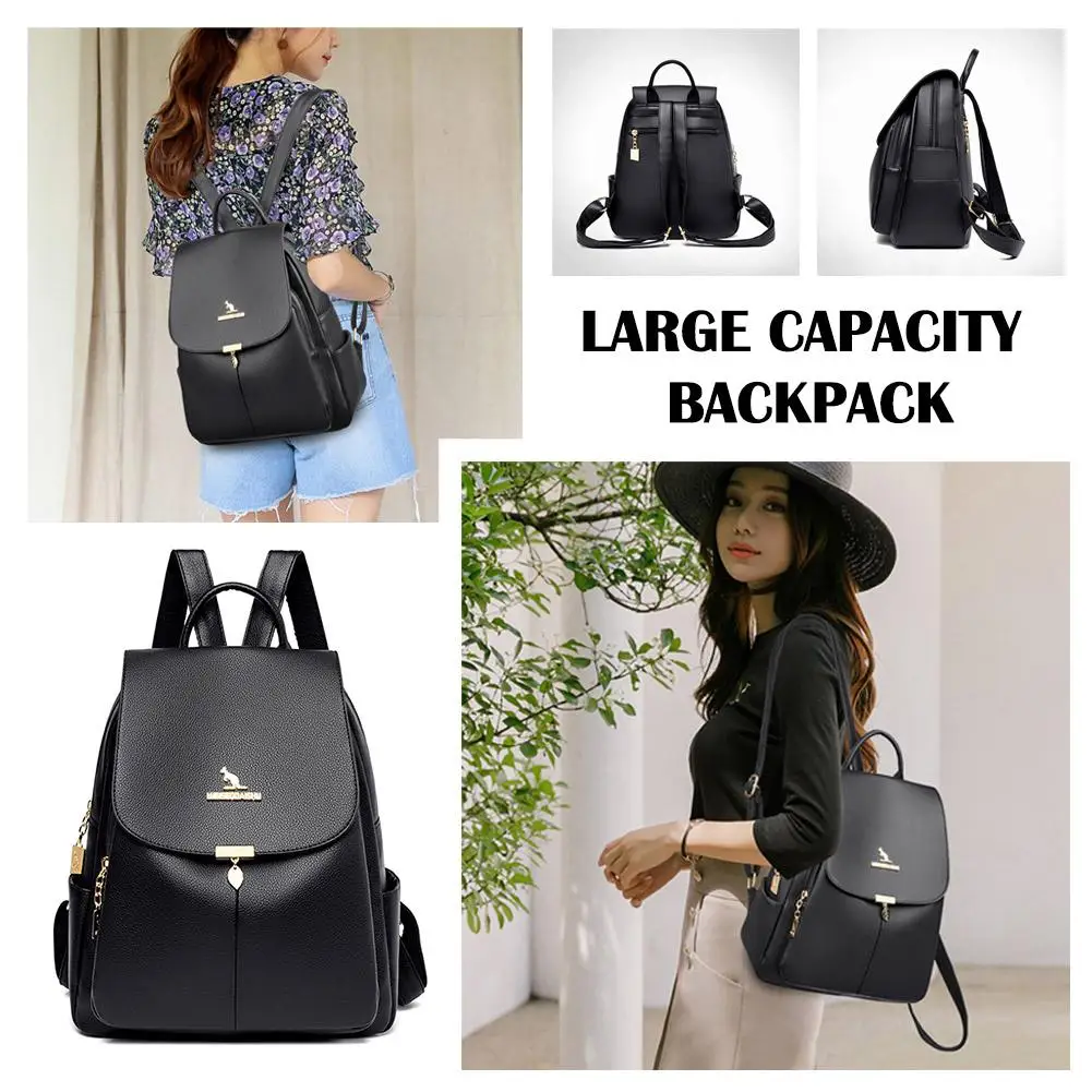 Leather Women's backpacks Large capacity Soft Leather Fashion Travel bag Daily Commuting bag College student schoolbag