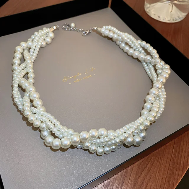 FYUAN – colliers ras du cou en perles torsadées de Style coréen pour femmes, colliers géométriques, accessoires de bijoux de mariée pour mariage 1