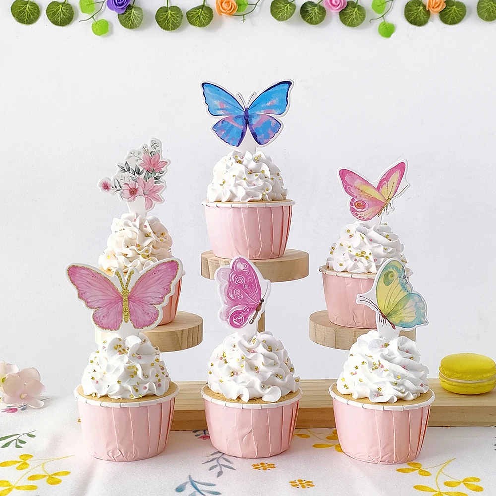 10/20/30/50/60 Pezzi di farfalle commestibili per decorazione torte