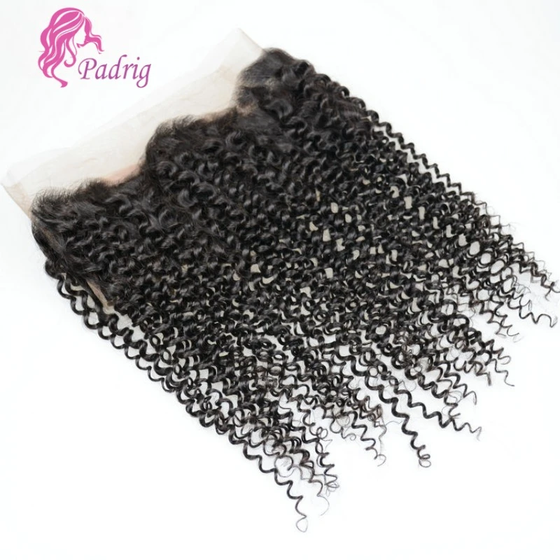 Kinky Curly 360 Full Lace Human Hair Frontal Brazilian Remy Hair 10-20 Inch Natural Color Transparent Swiss Lace Pre-Plucked
