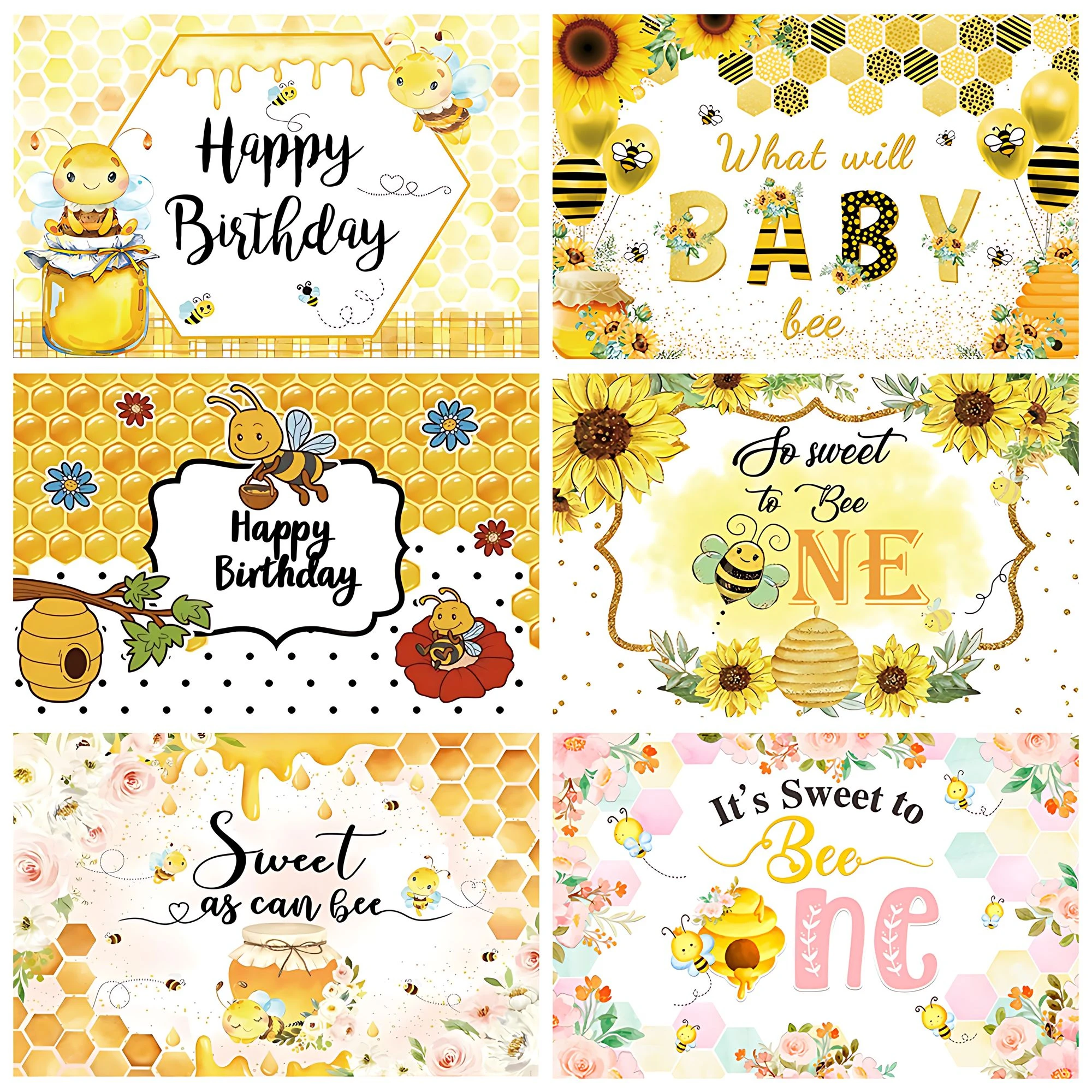 Niedliche kleine Biene Baby-Geburtstagsparty-Hintergrund, Dekorationszubehör, Banner, Sonnenblumen, süße Neugeborene, Babyparty, Fotoshooting-Requisiten