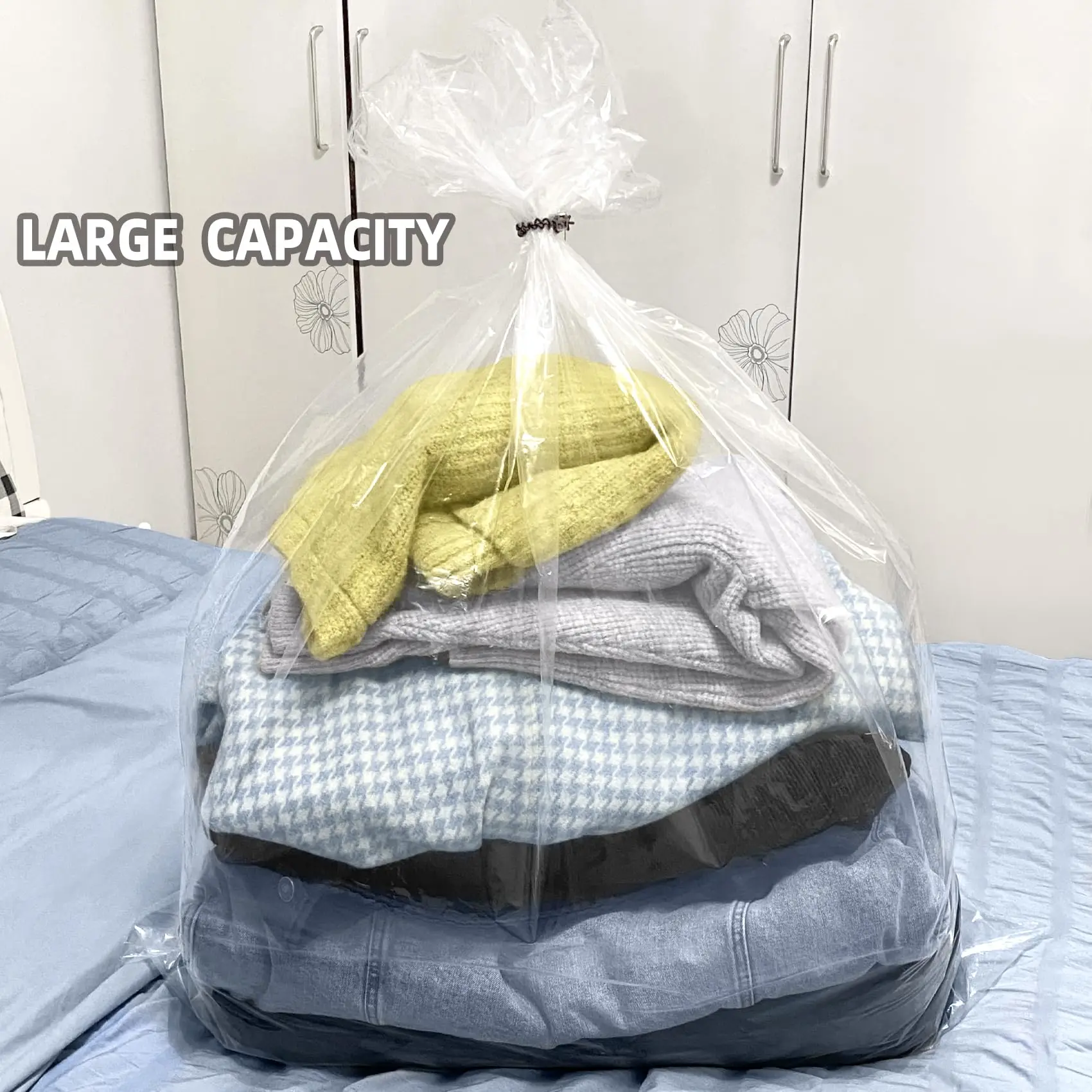 5 Pack Large Clear Plastic Storage Bags,Big Gaint Jumbo Huge Plastic Storage Bags for Blanket, Duvets, Pillows, Comforters 6