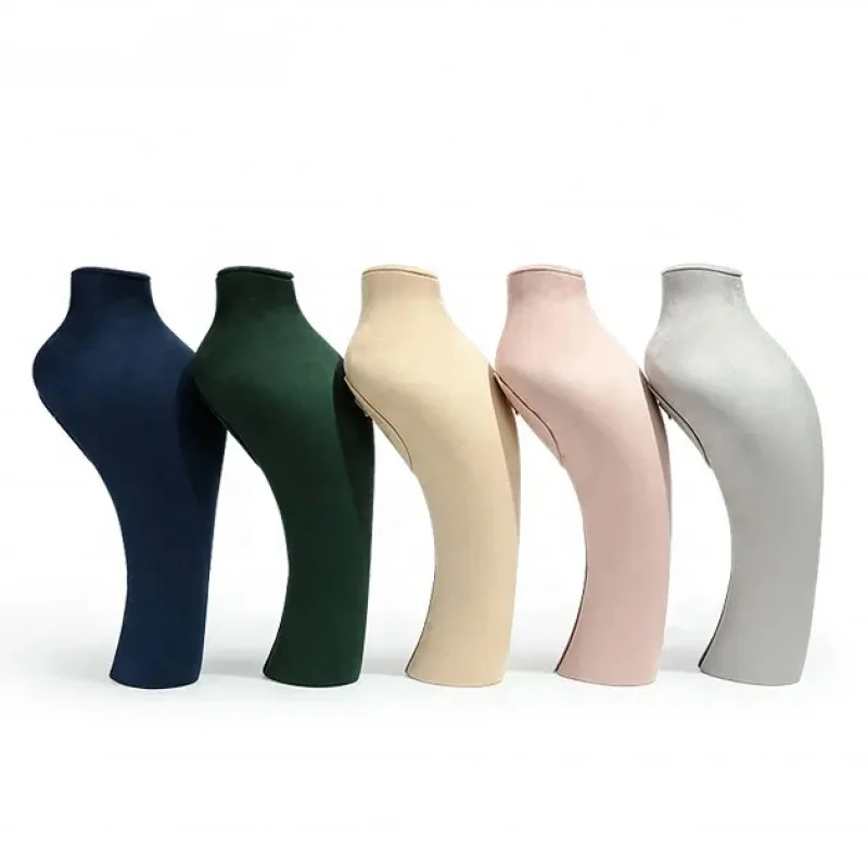 커스텀 하이 퀄리티 수제 우아한 스웨이드 가죽 쥬얼리 목걸이, 커스텀 바스트 쥬얼리 디스플레이 모델