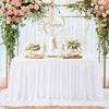 White Table Skirts Chiffon Semi-Sheer Tablecloths for Backyard Weddings Birthday Party Baby Shower Cake Dinner Table Decorations 1