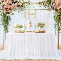 White Table Skirts Chiffon Semi-Sheer Tablecloths for Backyard Weddings Birthday Party Baby Shower Cake Dinner Table Decorations 1