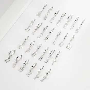 New in 925 Sterling Silver 26 Letter Ring Stud Earrings For Women Wedding Jewelry Accessories Wholesale ​ Money 925