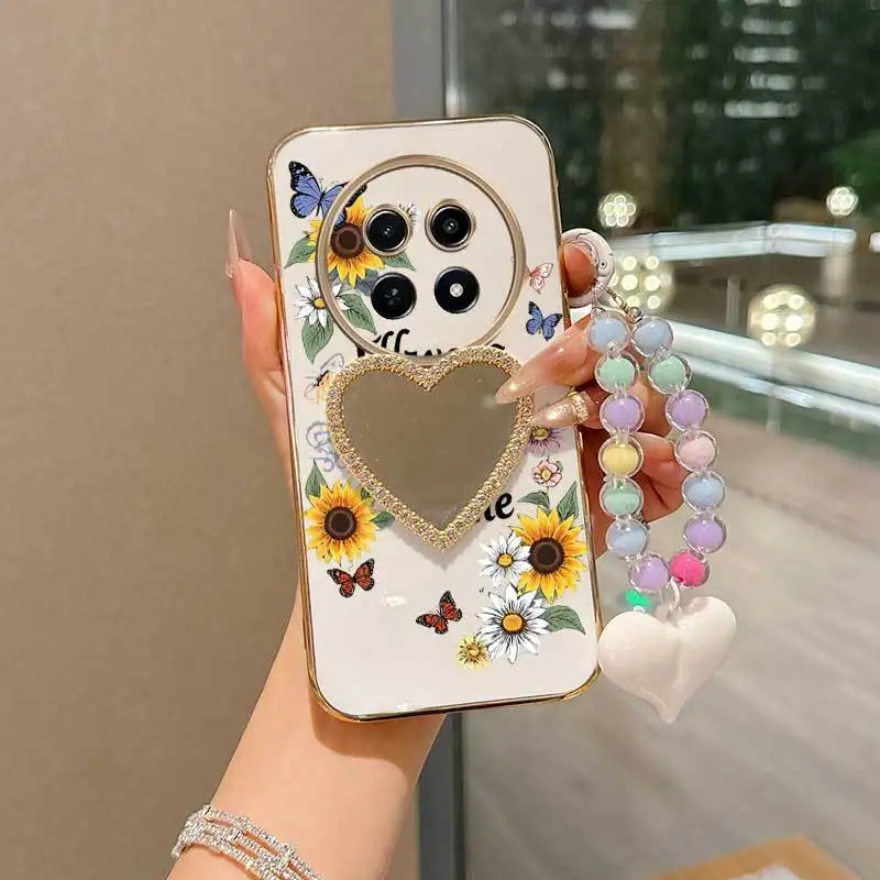 Butterfly Around Flowers Phone Case Set with Lanyard and Stand