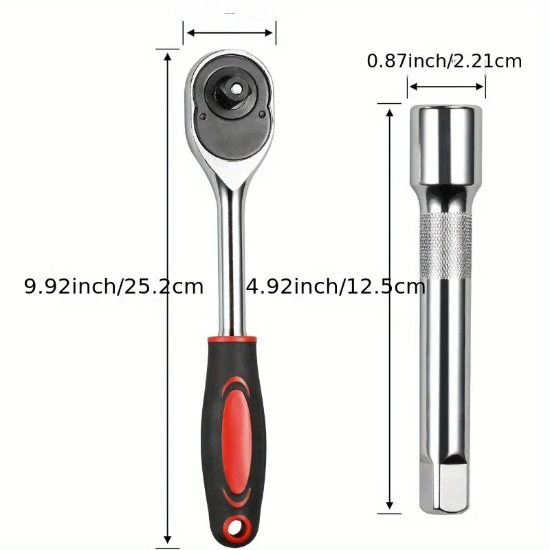 12pcs Socket Wrench Set 1/2 Inch Metric Impact Sockets Ratchet Spanner Complete Tool Kit Professional Garage Repair Tool