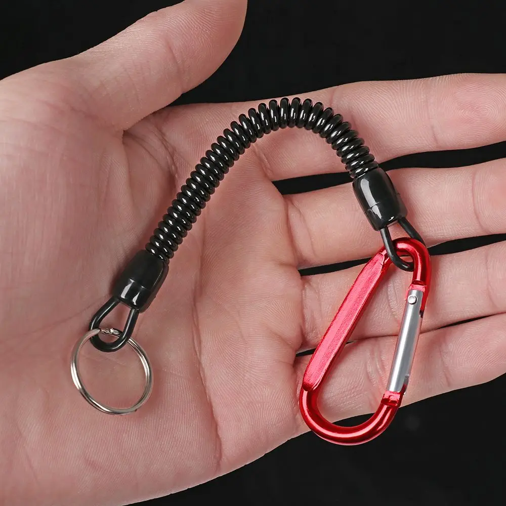 Camping Security Gear Spring Elastic Rope Portable Fishing Lanyards Anti-lost Phone Keychain Carabiner 1PC fishing rope,fishing lanyards