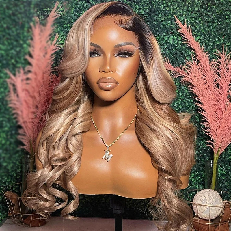 

Soft 26 inch Long Ombre Ash Blonde Body Wave European Virgin Human Hair Jewish Wig 13x4 Lace Front Kosher Sheitel Wigs For Women