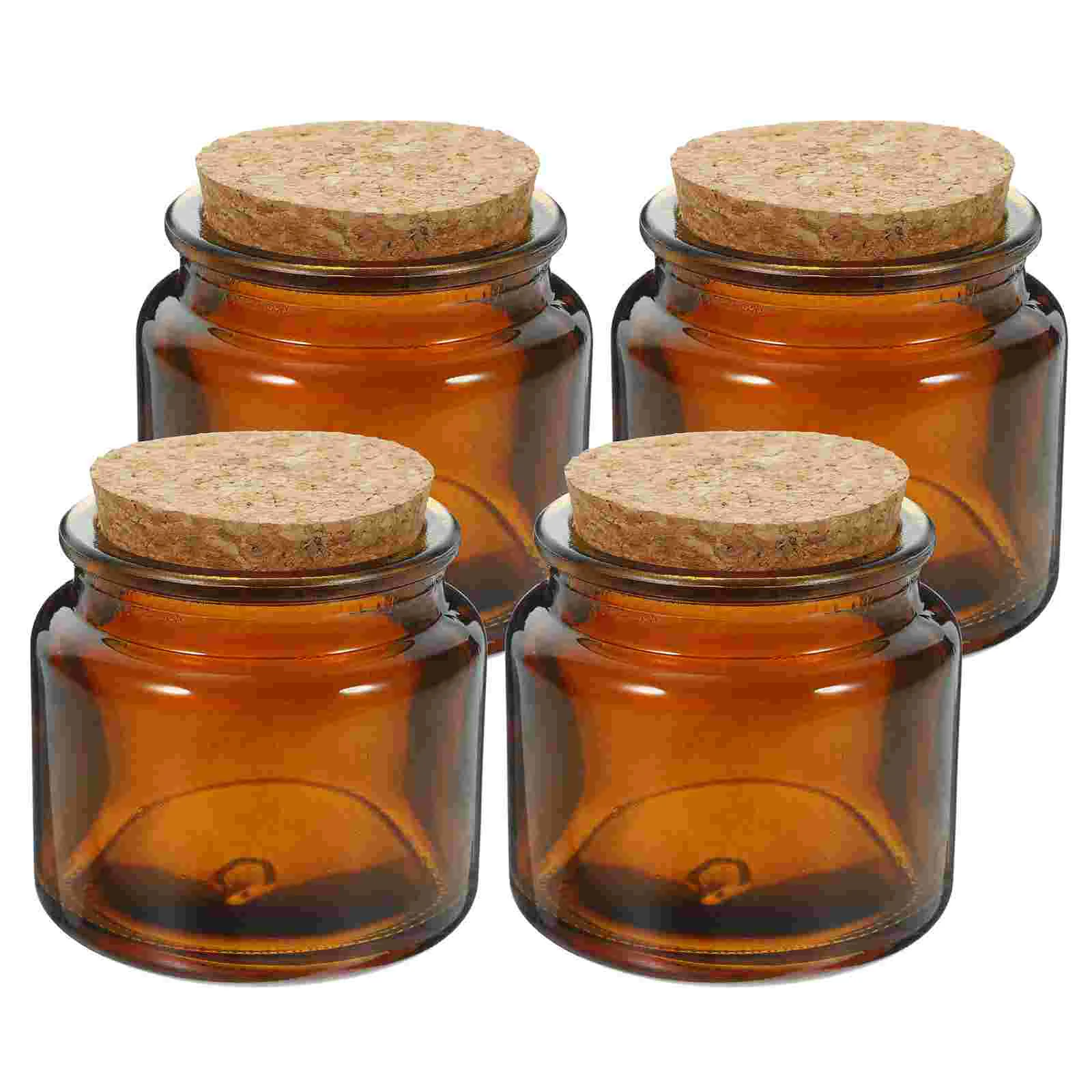 

4 Pcs Tea Lights Glass Scented Cup Household Holder Cork Jar Bottle Votive Holders Wooden Plug Cans Desktop