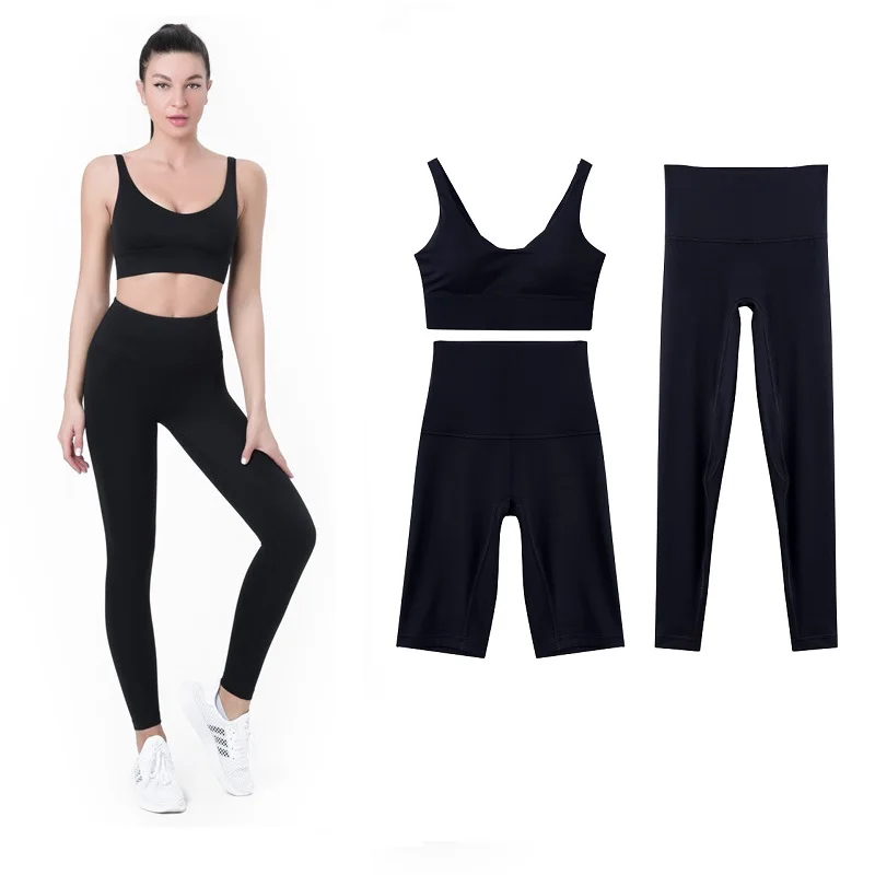 

2/3/pcs Women Gym Yoga Set Comprehensive Training Jogging Sportswear Fitness Bra +high Waist Yoga Leggings +riding Sports Short