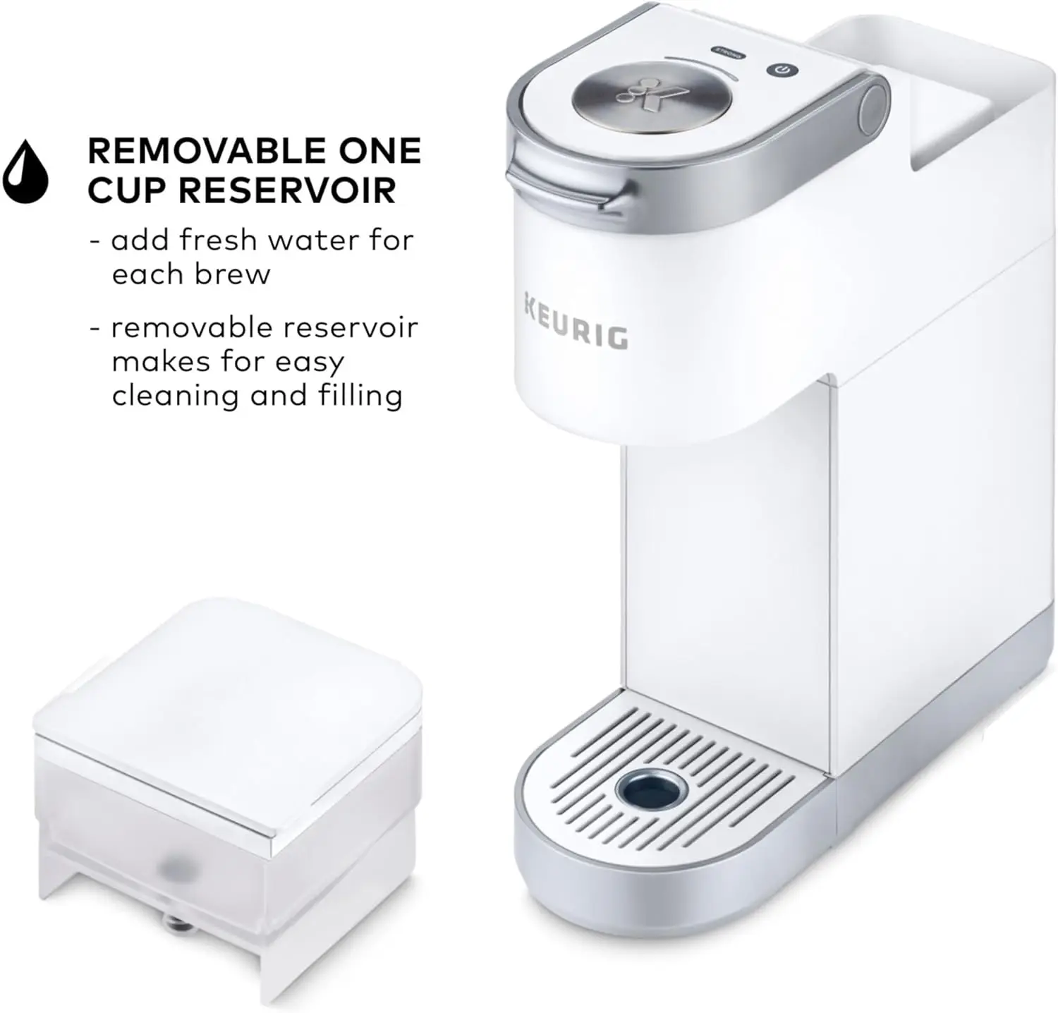NEW K-Mini Plus Single Serve K-Cup Pod Coffee Maker, Matte White 6
