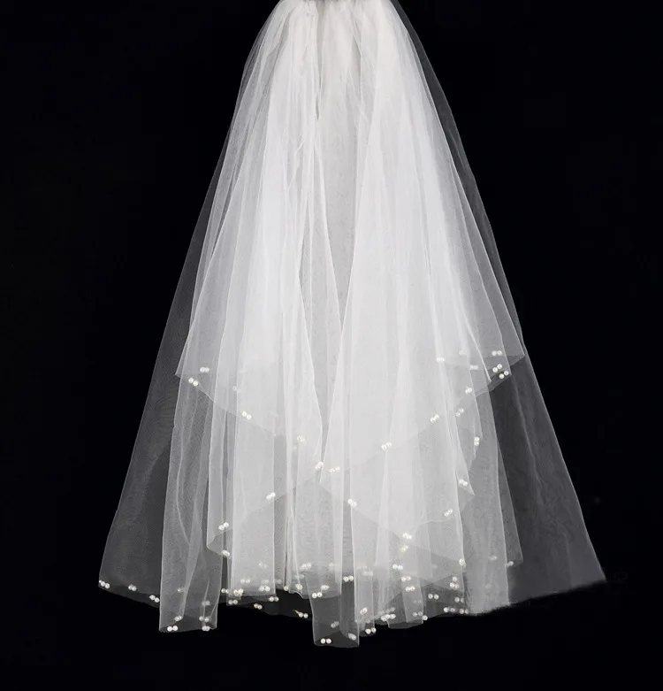

Bridal Veil 2023 White Pearl Multi Layer Wedding 2023