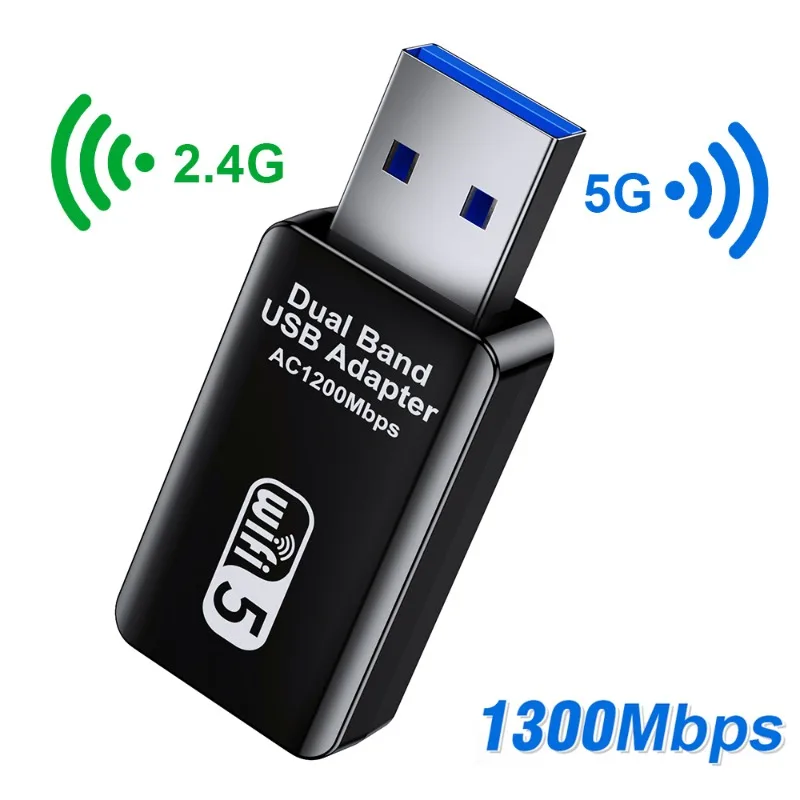 

Wireless WiFi Adapter 5G 802.11ac Dual Band USB3.0 Wi-Fi Antenna Dongle USB Network Card for Computer