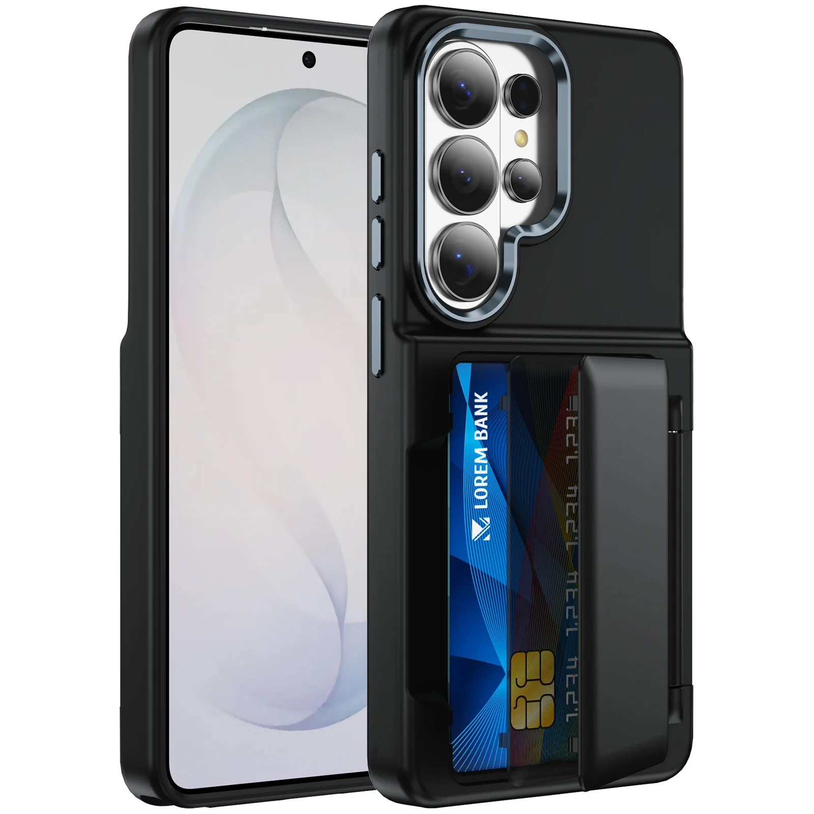 Elegant Skin Feel Wallet Phone Case with Card Slot and Shockproof Bracket Cover