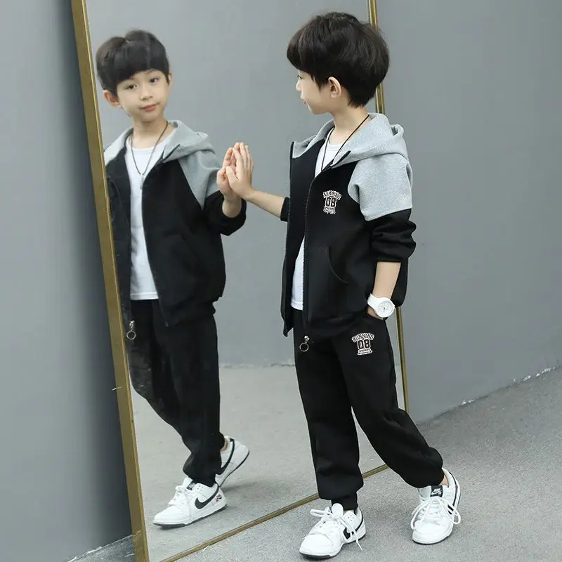 

Korean Fashion Baby Boys Zip Sweatshirt Coats + Sweatpant Kids Tracksuit Children Outfit Track Pant Boy Spring Autumn Sets