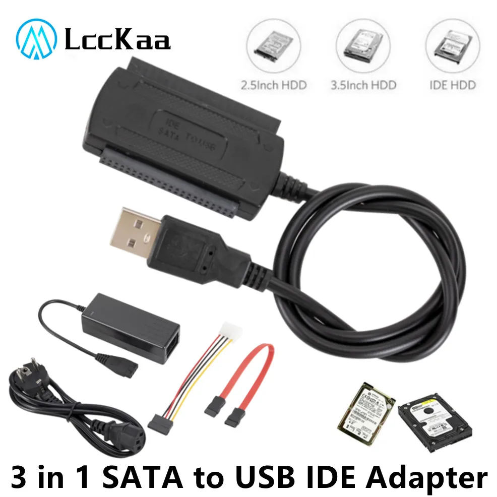 Lcckaa-sata para Usb Ide Adaptador Disco Rígido Cabo para pc Portátil Usb 2.0 Sata 5.25 S-ata 25 Polegadas em 1