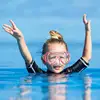 Kids Swim Goggles Snorkel Goggles Wide Vision Snorkel Diving Glasses Anti-Fog Goggles with Nose Cover No-Leak Swimming Goggles 4
