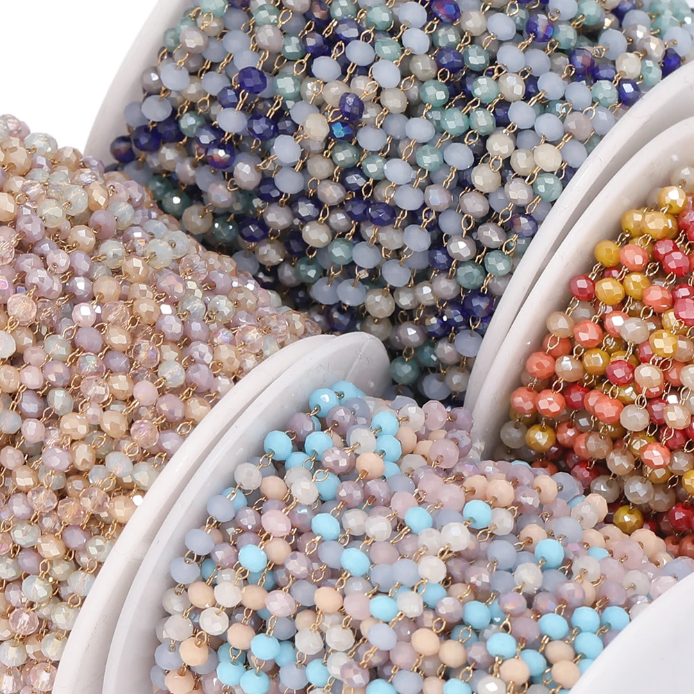 1 Meter Edelstahl Bunte Glasperlenketten DIY Schmuckherstellung Halsketten Zubehör Armbänder Fußkettchen Zubehör