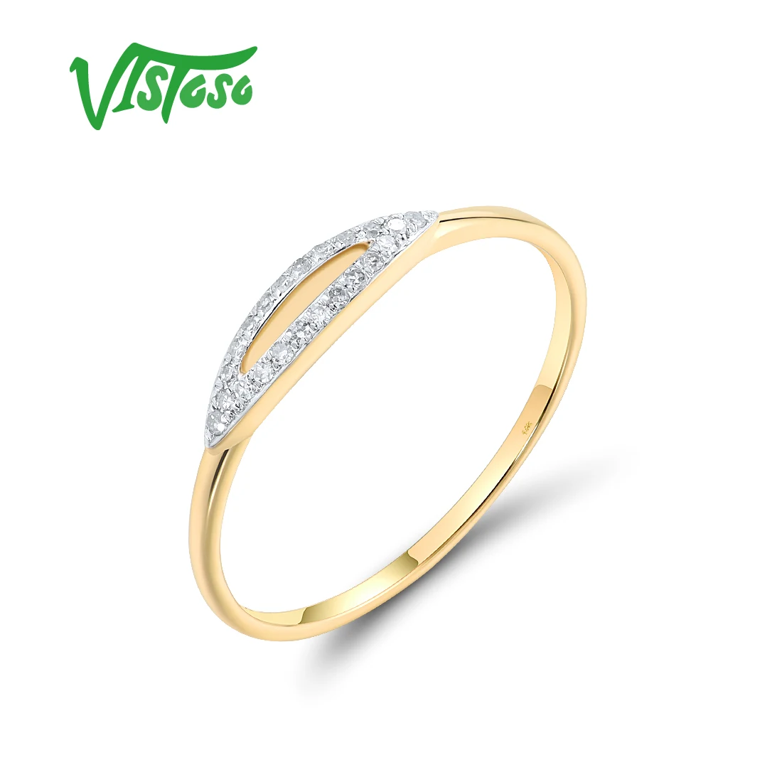 

VISTOSO Pure 14K 585 Yellow Gold Rings For Women Sparkling Diamonds Dainty Marquise Wedding Stackable Daily Wear Fine Jewelry