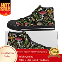 Mushroom Vintage Custom Made High Top Sneakers Mens Womens High Quality Canvas Sneaker Casual Couple Shoes Personalized Shoes 1