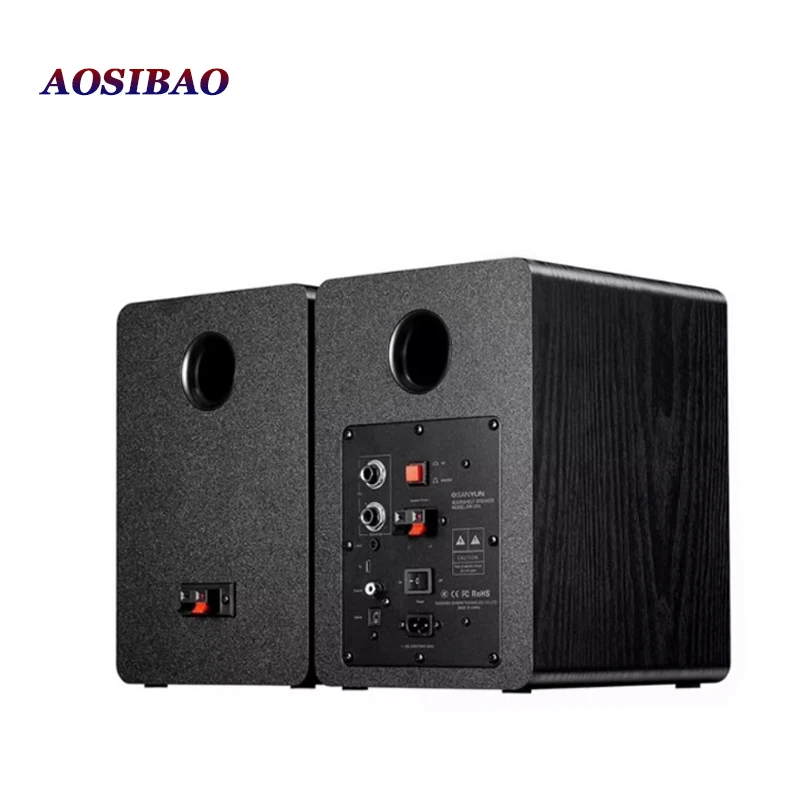 4 Inch Super Bass Speakers 80W Active Speaker 2.0 HiFi Wooden Monitor Speakers Computer USB TV Bluetooth Loudspeaker