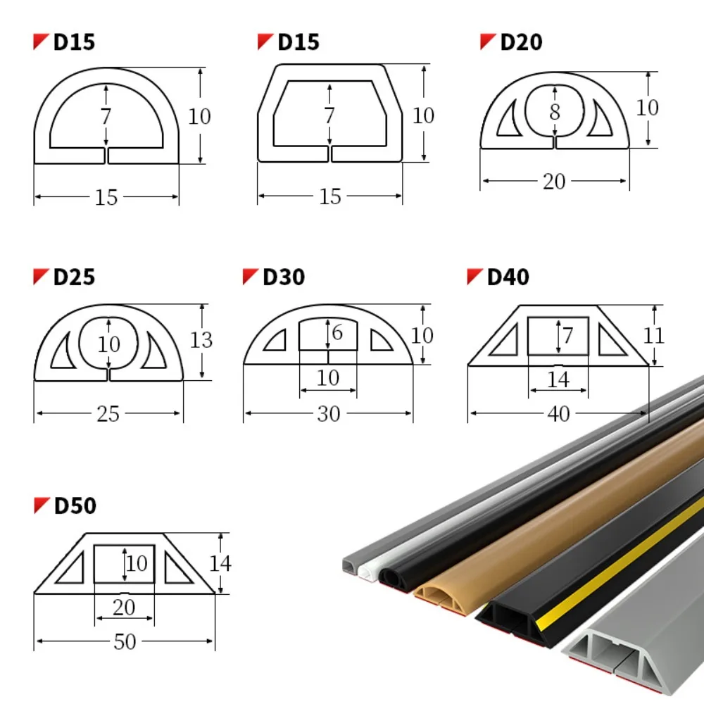 Description Picture 4 of itemArc Slot Floor Cord Cover Self-Adhesive Cord Protector Extension Wiring Duct Protector Electric Wire Slot Cable Concealer