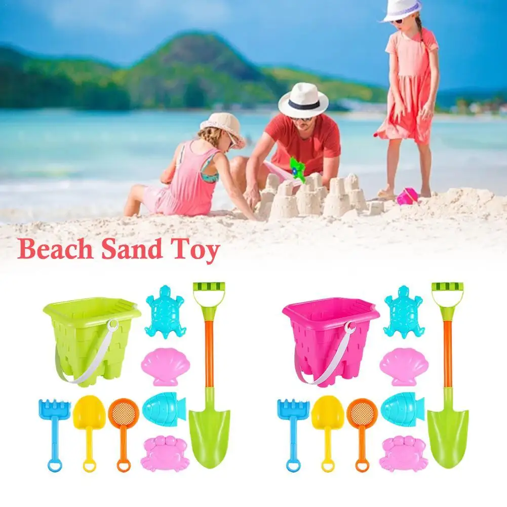 

Outdoor Game For Kids 9 PCS Sand Toys Set Beach Bucket Shovel Rake Mold Digging Sand Kit Parent-Children Interactive