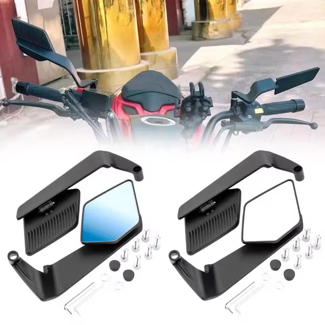 야마하 XMAX, 가와사키 Z800 Z750 Z125, 듀크 990, 혼다 NMAX PCX AEROX용 조절식 회전 오토바이 사이드 리어뷰 미러