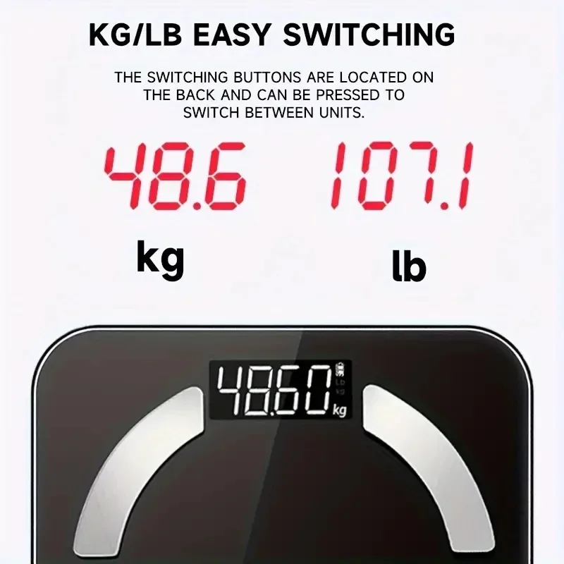 Smart Body Fat Scale High Precision Bluetooth Weight Scale with HD Display and Mobile App Connection for BMI Fat Muscle body fat scale