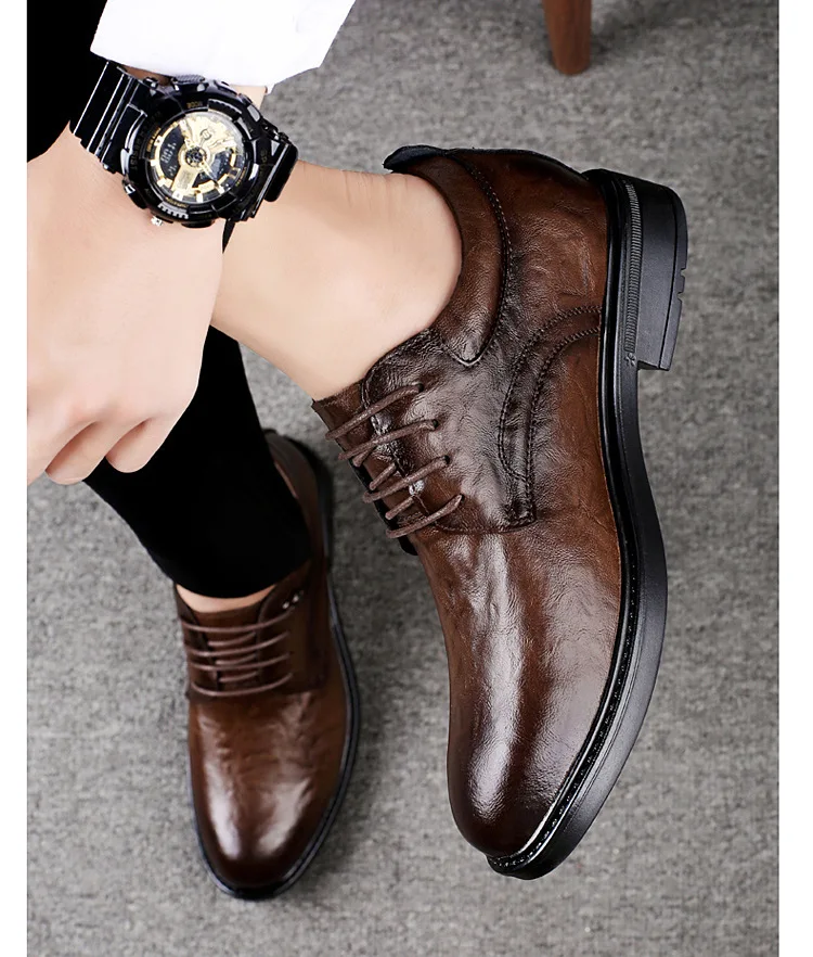 Leather Casual Elevator Shoes for Men 10cm Invisible Height Increase Casual Sneakers Business Formal Shoes