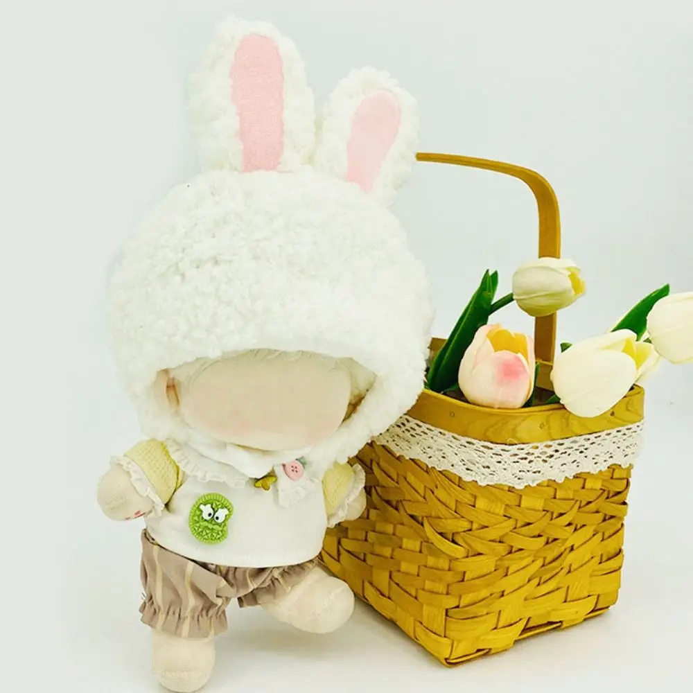 20cm Doll Headgear Cute Plush Hat Pig Rabbit Cat Cartoon Animal Ear Cap Change Dressing Game Cos Outfit DIY Doll Accessories