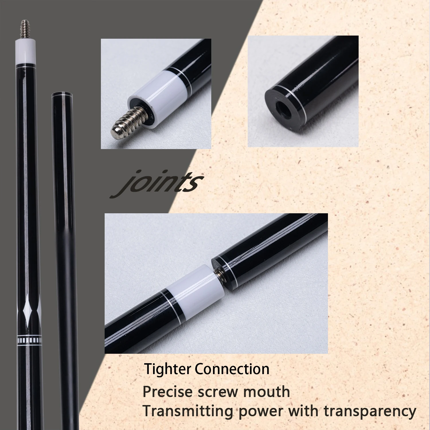 Composite Carbon Billiard Cue 10.5mm Tip Non Slip Grip Black Shaft Design Ideal for American Pool and Carom Billiards