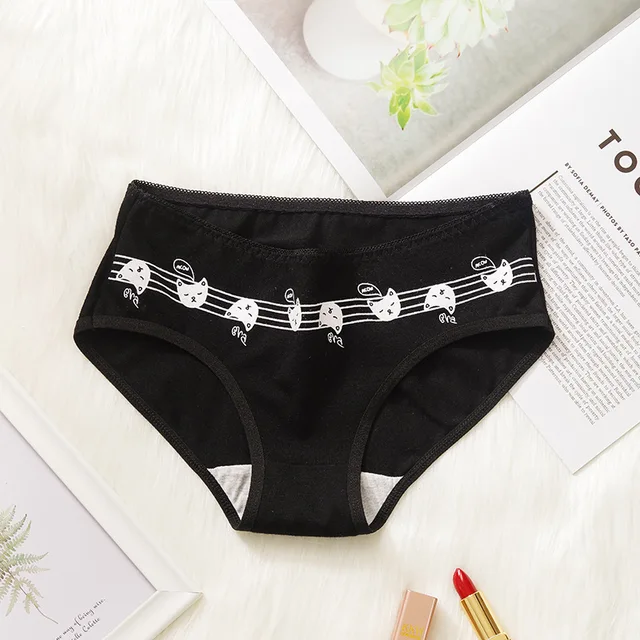 Cute Cartoon Cat Cotton Underwear Set for Women Plus Size Breathable Panties - Image 2